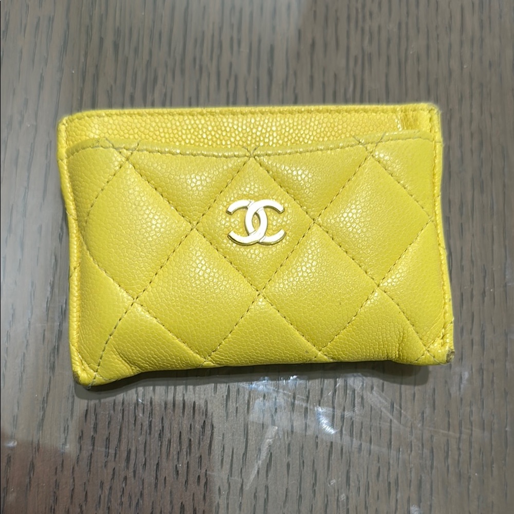 Chanel Yellow Quilted Leather Wallet